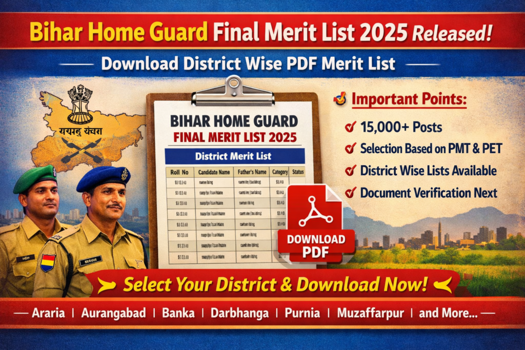 बिहार होमगार्ड फाइनल मेरिट लिस्ट 2025