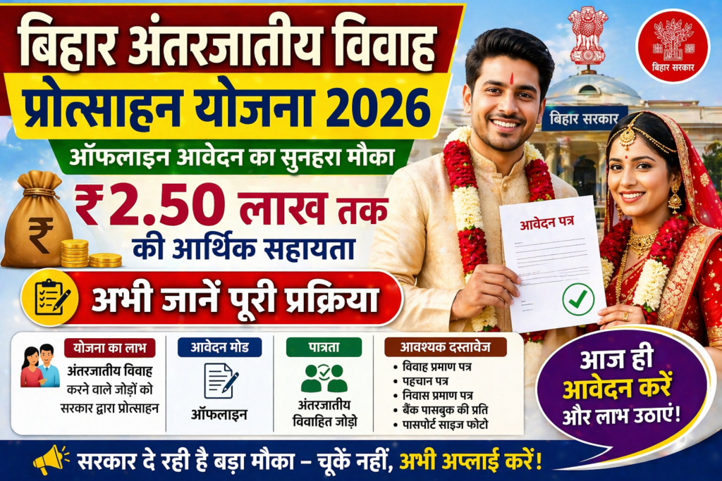बिहार अंतरजातीय विवाह प्रोत्साहन योजना 2026